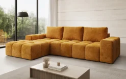 Designer Ecksofa Aila mit Schlaf- und Klappfunktion in Cord