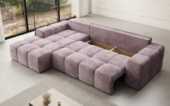 Designer Ecksofa Aila mit Schlaf- und Klappfunktion in Cord
