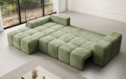 Designer Ecksofa Aila mit Schlaf- und Klappfunktion in Cord