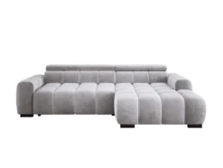 Designer Ecksofa Amalfi in Samt mit elektrischer Sitzerweiterung