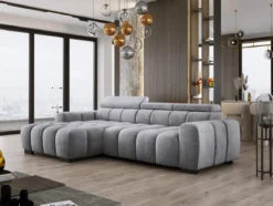 Designer Ecksofa Amalfi in Samt mit elektrischer Sitzerweiterung