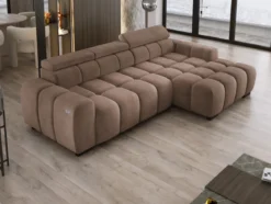 Designer Ecksofa Amalfi in Samt mit elektrischer Sitzerweiterung