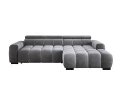 Designer Ecksofa Amalfi in Samt mit elektrischer Sitzerweiterung