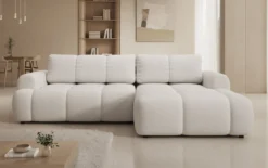 Designer Ecksofa Analfi mit Schlaf- und Klappfunktion in Bouclé