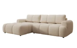 Designer Ecksofa Analfi mit Schlaf- und Klappfunktion in Bouclé