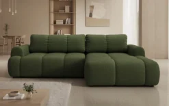 Designer Ecksofa Analfi mit Schlaf- und Klappfunktion in Bouclé