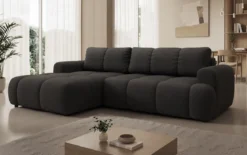 Designer Ecksofa Analfi mit Schlaf- und Klappfunktion in Bouclé