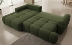 Designer Ecksofa Analfi mit Schlaf- und Klappfunktion in Bouclé