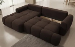 Designer Ecksofa Analfi mit Schlaf- und Klappfunktion in Bouclé