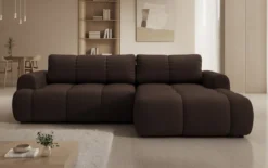 Designer Ecksofa Analfi mit Schlaf- und Klappfunktion in Bouclé