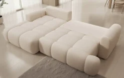 Designer Ecksofa Analfi mit Schlaf- und Klappfunktion in Bouclé