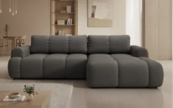 Designer Ecksofa Analfi mit Schlaf- und Klappfunktion in Bouclé