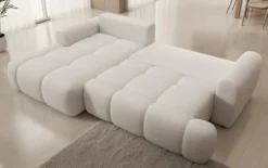 Designer Ecksofa Analfi mit Schlaf- und Klappfunktion in Bouclé
