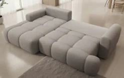 Designer Ecksofa Analfi mit Schlaf- und Klappfunktion in Bouclé
