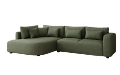 Designer Ecksofa Ando mit breiter Ottomane in Strukturstoff