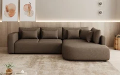 Designer Ecksofa Ando mit breiter Ottomane in Strukturstoff