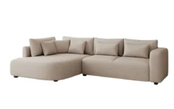 Designer Ecksofa Ando mit breiter Ottomane in Strukturstoff