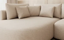 Designer Ecksofa Ando mit breiter Ottomane in Strukturstoff