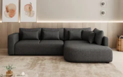 Designer Ecksofa Ando mit breiter Ottomane in Strukturstoff