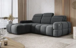 Designer Ecksofa Arosa mit elektrischer Schlaffunktion in Bouclé