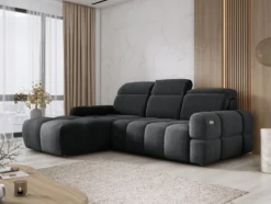 Designer Ecksofa Arosa mit elektrischer Schlaffunktion in Bouclé