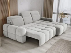Designer Ecksofa Arosa mit elektrischer Schlaffunktion in Bouclé