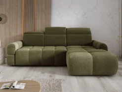 Designer Ecksofa Arosa mit elektrischer Schlaffunktion in Bouclé