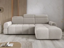 Designer Ecksofa Arosa mit elektrischer Schlaffunktion in Bouclé