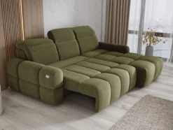 Designer Ecksofa Arosa mit elektrischer Schlaffunktion in Bouclé