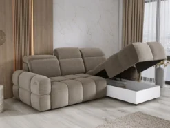 Designer Ecksofa Arosa mit elektrischer Schlaffunktion in Bouclé