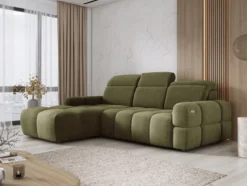 Designer Ecksofa Arosa mit elektrischer Schlaffunktion in Bouclé