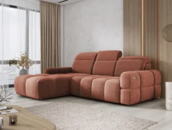 Designer Ecksofa Arosa mit elektrischer Schlaffunktion in Bouclé