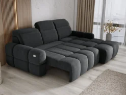 Designer Ecksofa Arosa mit elektrischer Schlaffunktion in Bouclé
