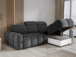 Designer Ecksofa Arosa mit elektrischer Schlaffunktion in Bouclé