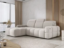 Designer Ecksofa Arosa mit elektrischer Schlaffunktion in Bouclé