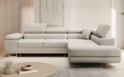 Designer Ecksofa Aston mit Schlaf- und Klappfunktion aus Bouclé