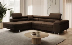 Designer Ecksofa Aston mit Schlaf- und Klappfunktion aus Bouclé
