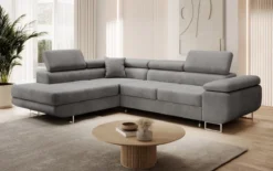 Designer Ecksofa Aston mit Schlaf- und Klappfunktion aus Samt
