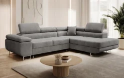 Designer Ecksofa Aston mit Schlaf- und Klappfunktion aus Samt