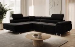 Designer Ecksofa Aston mit Schlaf- und Klappfunktion aus Samt