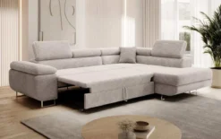 Designer Ecksofa Aston mit Schlaf- und Klappfunktion aus Cord