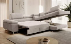 Designer Ecksofa Aston mit Schlaf- und Klappfunktion aus Cord