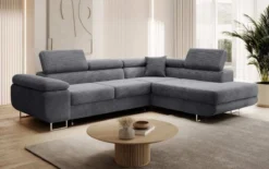 Designer Ecksofa Aston mit Schlaf- und Klappfunktion aus Cord