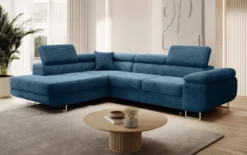 Designer Ecksofa Aston mit Schlaf- und Klappfunktion aus Cord