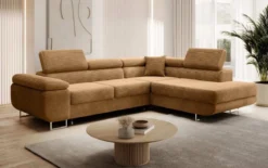 Designer Ecksofa Aston mit Schlaf- und Klappfunktion aus Cord