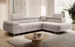 Designer Ecksofa Aston mit Schlaf- und Klappfunktion aus Cord