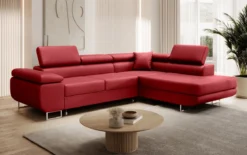Designer Ecksofa Aston mit Schlaf- und Klappfunktion aus Kunstleder