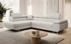 Designer Ecksofa Aston mit Schlaf- und Klappfunktion aus Kunstleder