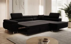 Designer Ecksofa Aston mit Schlaf- und Klappfunktion aus Kunstleder