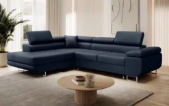 Designer Ecksofa Aston mit Schlaf- und Klappfunktion aus Kunstleder